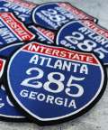 Collectable 1-pc, "ATLANTA 4" Interstate 285" Iron-On Embroidered Patch; Popular Georgia Emblem, Red/White/Blue Badge, Patch for Jackets