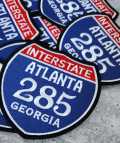 Collectable 1-pc, "ATLANTA 4" Interstate 285" Iron-On Embroidered Patch; Popular Georgia Emblem, Red/White/Blue Badge, Patch for Jackets