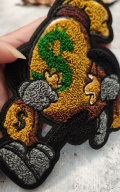 NEW SIZE, Chenille "Bag Secured", Check a Bag Patch, Medium Size 6", Iron-on, Varsity Patch, Entrepreneur Gift, Fun Jacket Patch, DIY