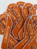New 1-pc, Leukemia Cancer "Orange Chenille" Awareness Ribbon Patch, 5.5" Iron or Sew-on, Cancer  Patch/Applique, Support Ribbon