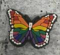 Cute, 1-pc Rainbow "Butterfly" Croc Charms for Pride Month, Trendy Rubber Charm for Shoes and Silicone Bracelets, PRIDE Charm