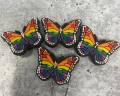 Cute, 1-pc Rainbow "Butterfly" Croc Charms for Pride Month, Trendy Rubber Charm for Shoes and Silicone Bracelets, PRIDE Charm