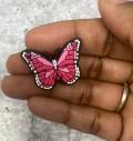 Cute, 1-pc Hot Pink w/Light Pink "Butterfly" Croc Charm;  Charms for Girls & Nurses ; Trendy Rubber Charm for Shoes and Silicone Bracelets