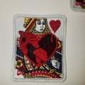 Iron-On, 2-pc set, "Queen of Hearts" Embroidered Playing Card Patches/Appliques, Fun, Patch, 3" x 3" Size Playing Cards