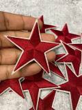 2pc/Metallic BURGUNDY Star Applique Set, Star Patch,2.5" inch,  Cool Applique For Clothing, Iron-on Embroidered Patch