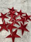 2pc/Metallic BURGUNDY Star Applique Set, Star Patch,2.5" inch,  Cool Applique For Clothing, Iron-on Embroidered Patch