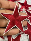 2pc/Metallic BURGUNDY Star Applique Set, Star Patch,2.5" inch,  Cool Applique For Clothing, Iron-on Embroidered Patch