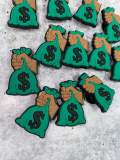 New, "Money Bag"  Charm for Crocs; 1Pc., Symbolic Statement Charms for Clogs;  Cute Charm for Shoes and Silicone Bracelets