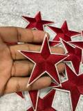 2pc/Metallic BURGUNDY Star Applique Set, Star Patch,2.5" inch,  Cool Applique For Clothing, Iron-on Embroidered Patch
