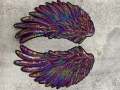 New Sequins, Multi-Colored Angel Wings Patch (iron-on) Size 10"x5.5", LARGE Bling Patch for Denim Jacket, Shirts, Hoodies