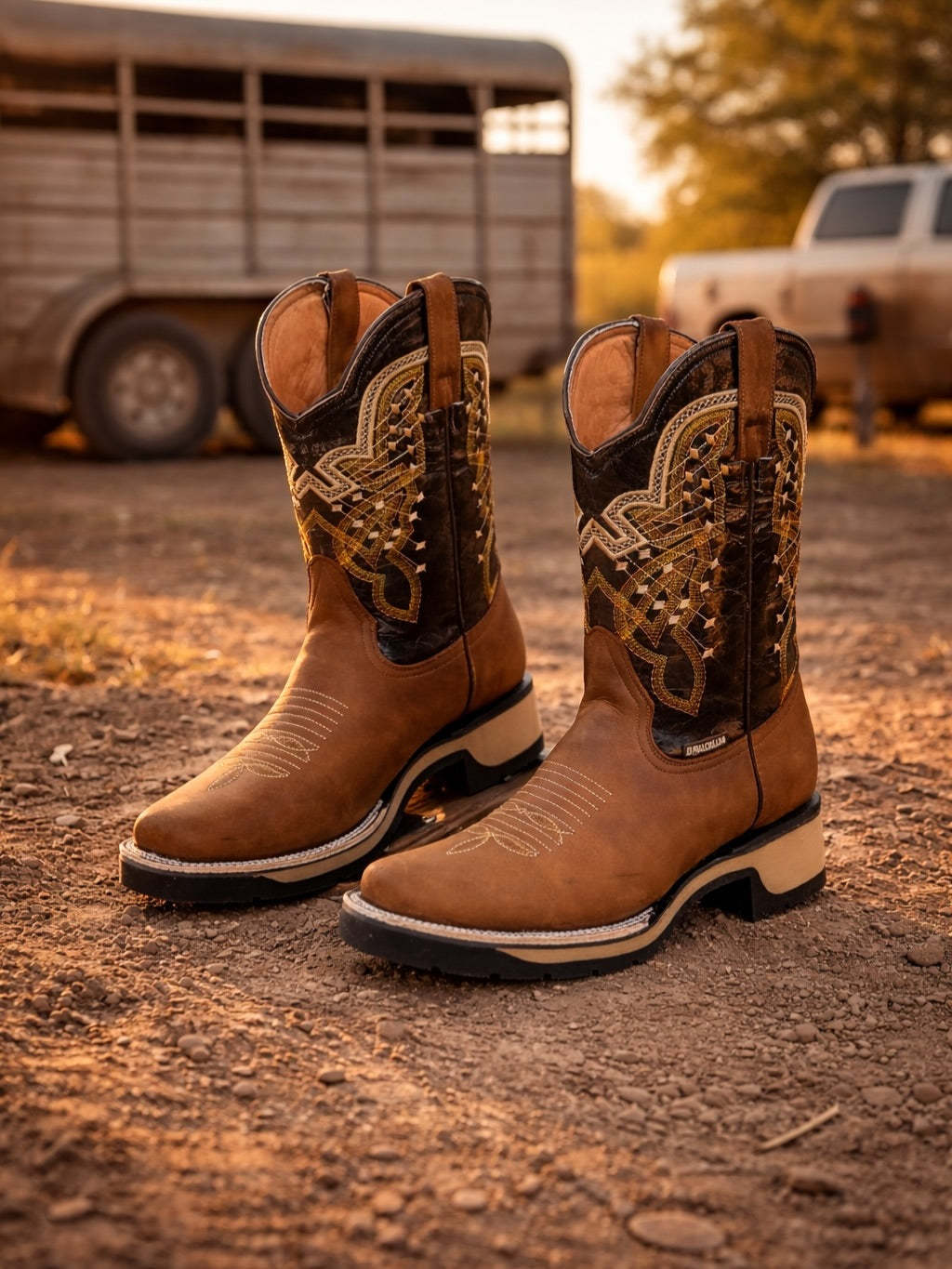 Italian Cowhide Embroidered Knight Boots