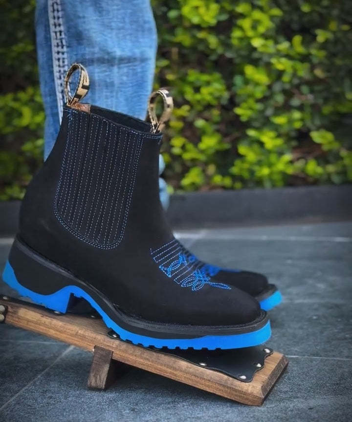 Suede Embroidered Ankle Boots