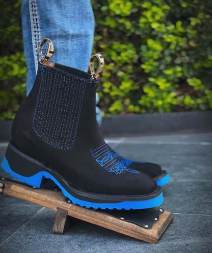 Suede Embroidered Ankle Boots