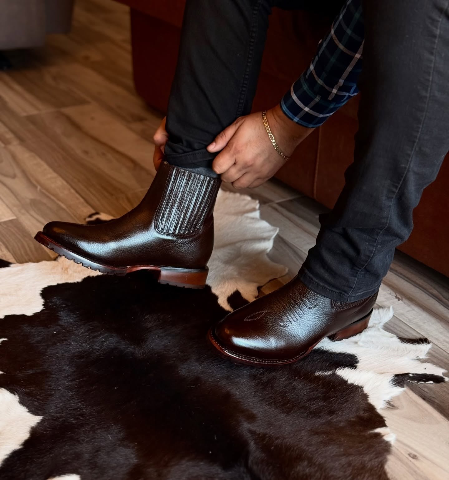 Vintage Cowhide Ankle Boots