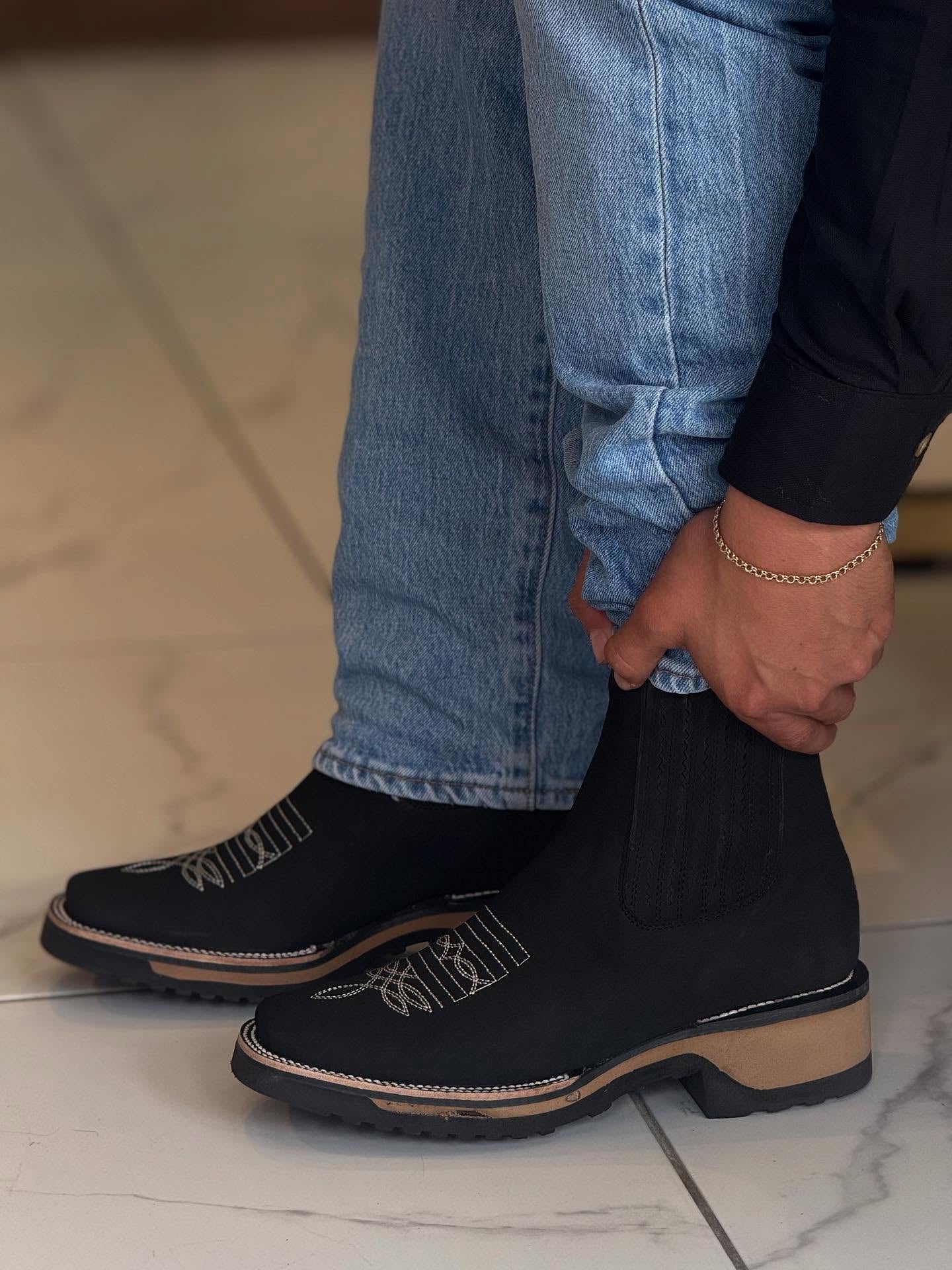 Suede Embroidered Ankle Boots