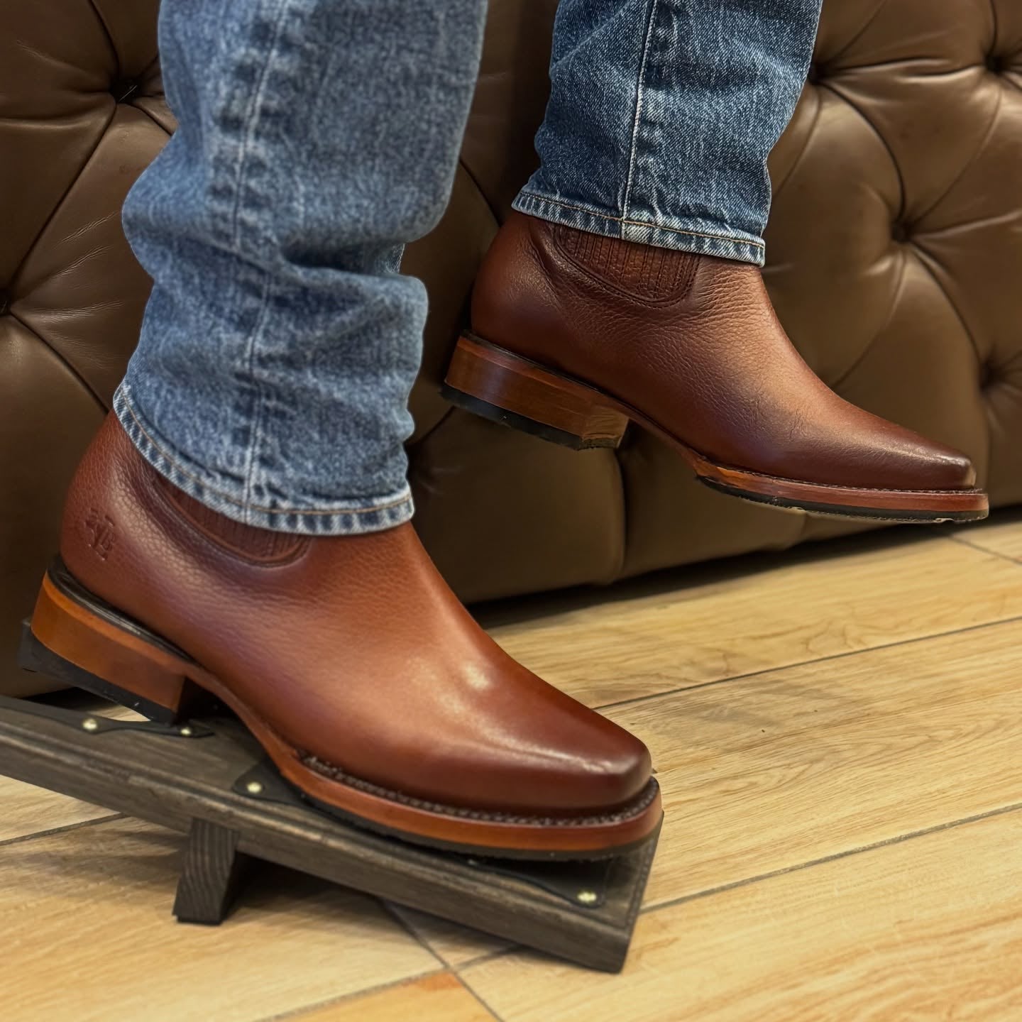 Deer Skin Western Cowboy Ankle Boots