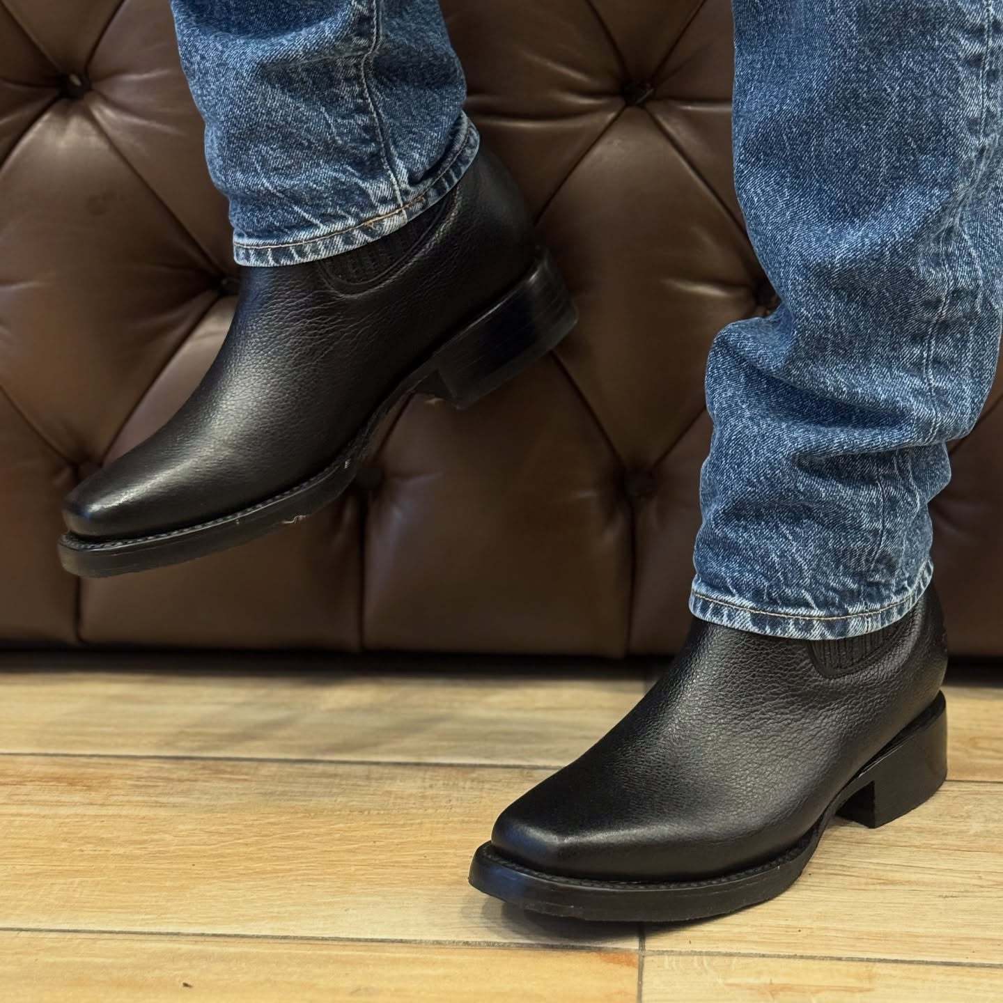 Deer Skin Western Cowboy Ankle Boots