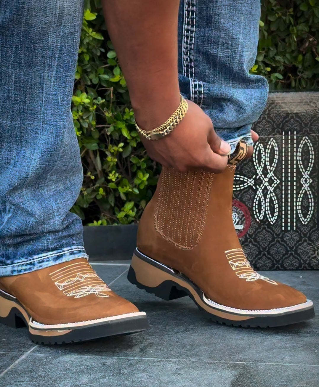 Suede Embroidered Ankle Boots