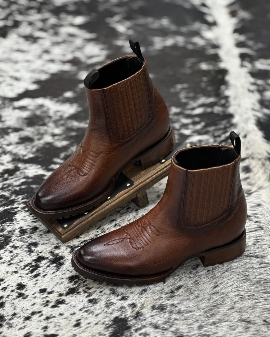 Vintage Cowhide Ankle Boots