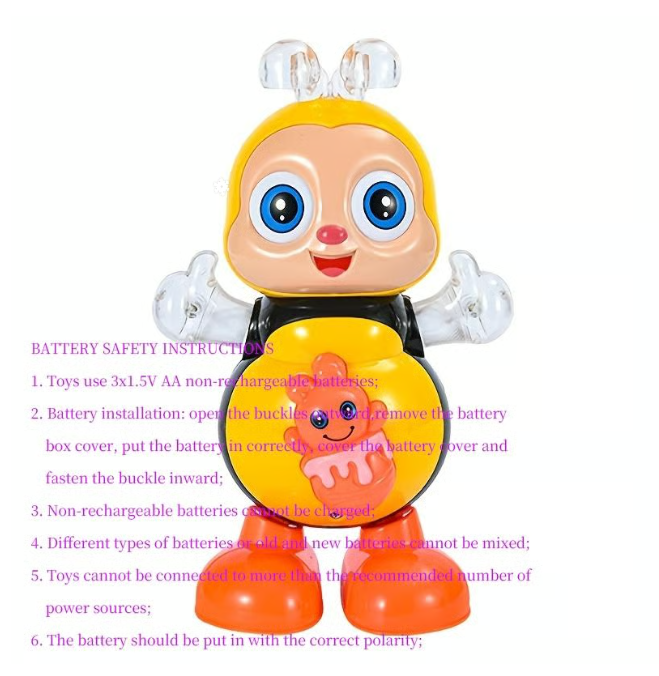 🎁Perfect Gift For Children🎁Electric Dancing Bee Toy For Kids, Interactive Light & Music Learning Toy, Fun Educational Gift For Children
