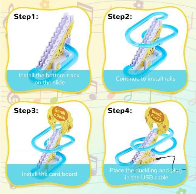 Funny Automatic Stair-Climbing Ducklings Cartoon Race Track Set