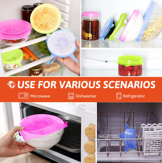 Silicone Cover Stretch Lids Reusable Airtight Food Wrap Covers