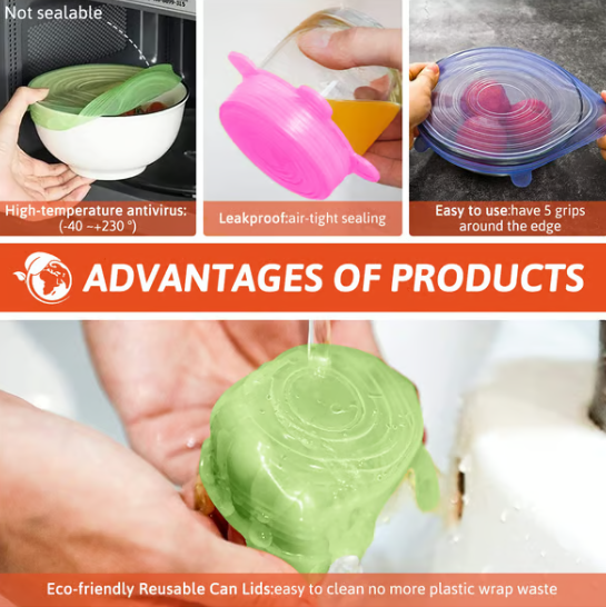 Silicone Cover Stretch Lids Reusable Airtight Food Wrap Covers