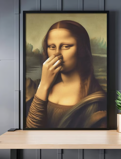 Imitation Mona Lisa Art Decoration,Funny Vintage Toilet Humor Room Decor