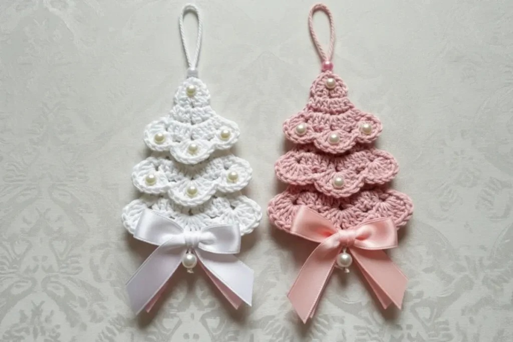 Elegant Crochet Christmas Tree Ornaments