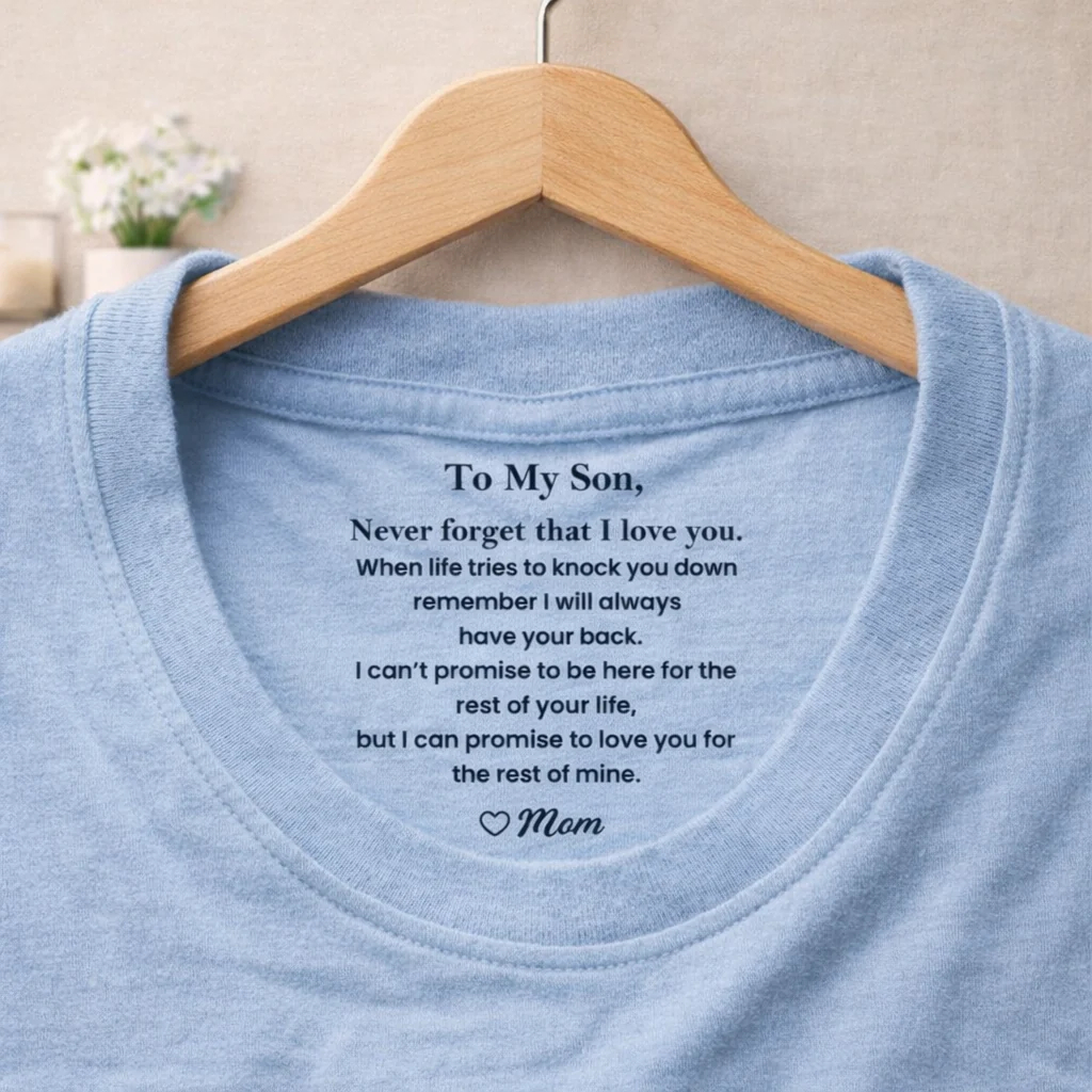 Custom "I Love You" T-Shirt-Personalized Birthday Gift for Son-Inside Neck Print