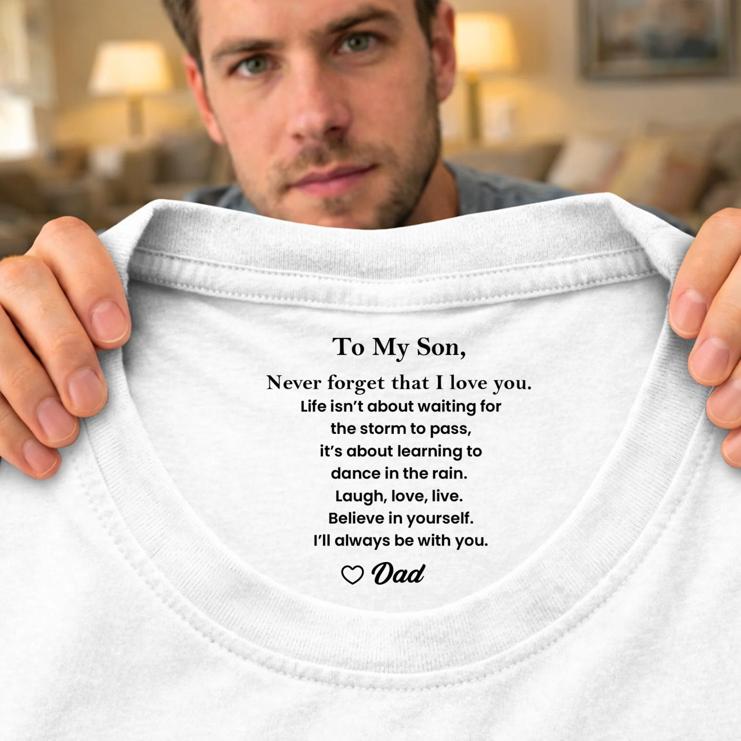 Custom "I Love You" T-Shirt-Personalized Birthday Gift for Son-Inside Neck Print