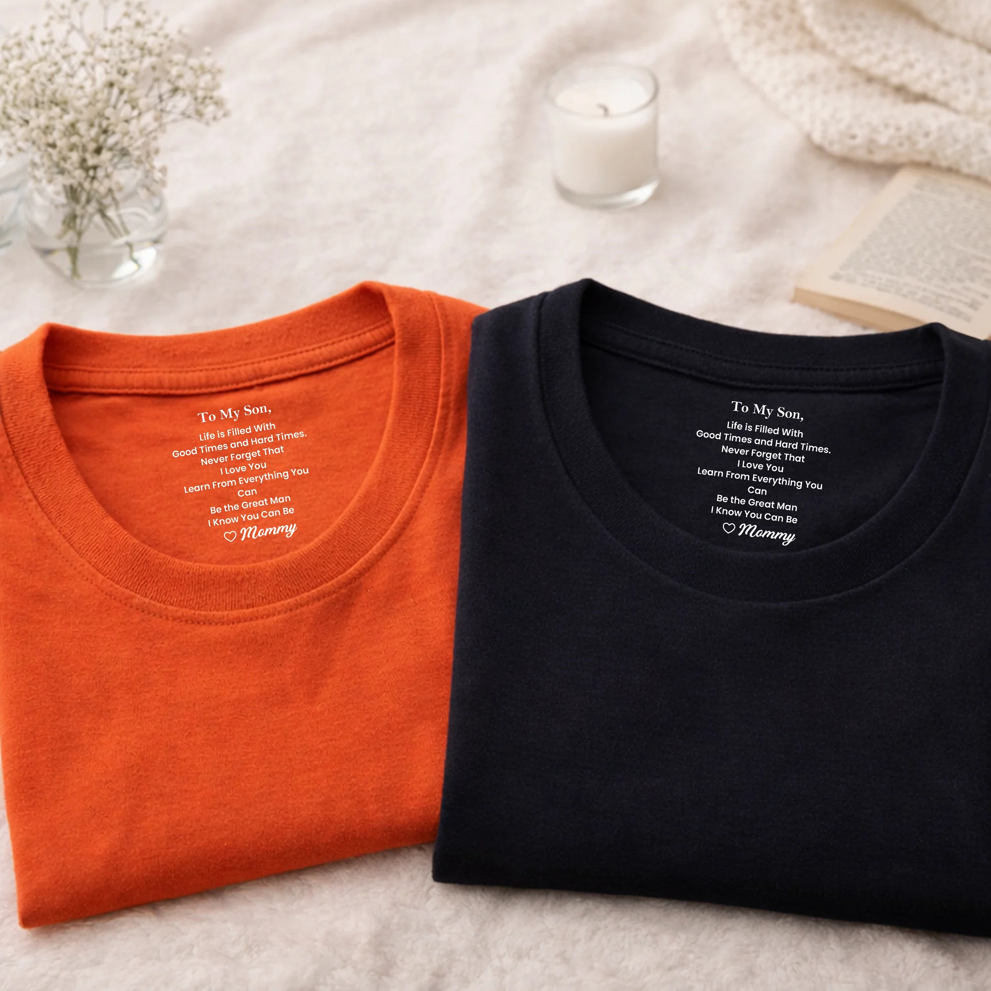 Custom "I Love You" T-Shirt-Personalized Birthday Gift for Son-Inside Neck Print