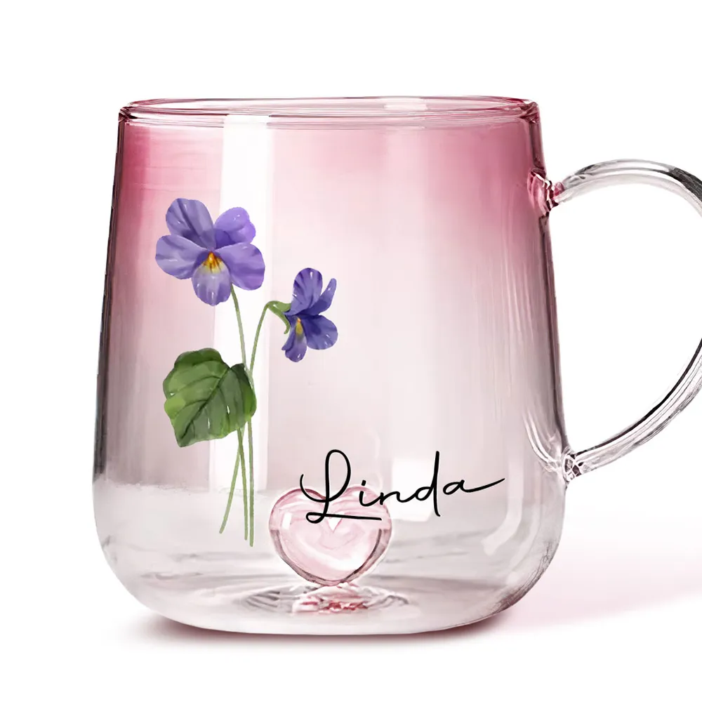 You Are The Most Beautiful Flower - Personalized Custom Pink Gradient Glass Mug