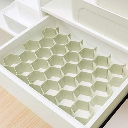 Poeland Drawer Divider Organizer 8pcs DIY Plastic Grid Honeycomb Drawer Divider Green 2 Pack