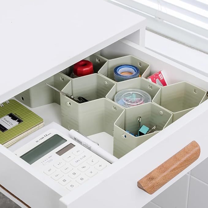 Poeland Drawer Divider Organizer 8pcs DIY Plastic Grid Honeycomb Drawer Divider Green 2 Pack