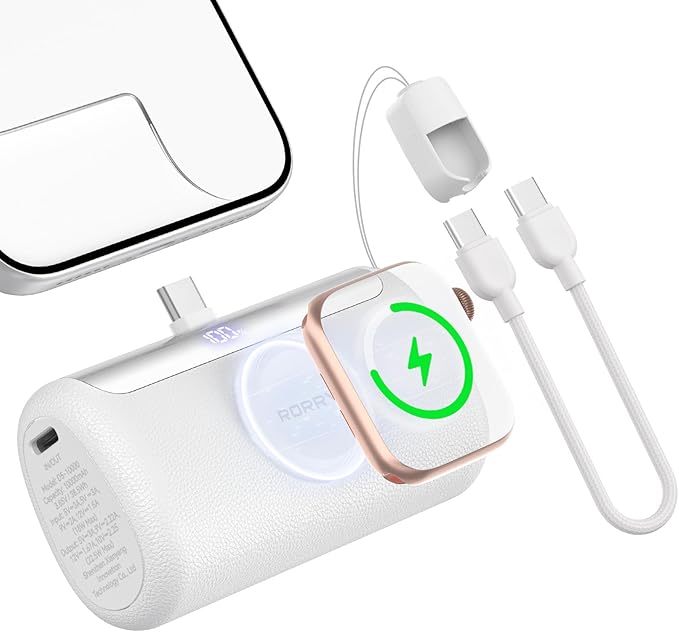 RORRY Mini Portable Charger USB C, 10000mAh PD 22.5W Fast Charging Small Power Bank, Travel Essential Battery Pack For IPhone 17/16/15 Series And Apple Watch Ultra/11/10/9/SE, IPad, Black
