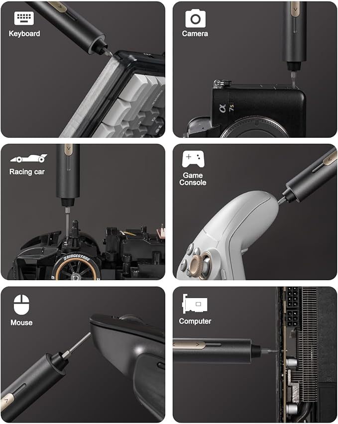 Fanttik E2 Ultra Mini Electric Screwdriver, Cordless Screwdriver, Max 0.6N.m, 50 Magnetic Bits, 5/32'' Hex, Magnetic Storage, Repair Tool For Electronics, Camera, Laptop, And PC Build (Grey)