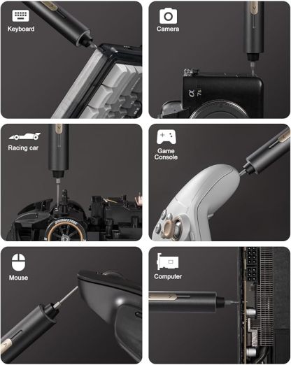 Fanttik E2 Ultra Mini Electric Screwdriver, Cordless Screwdriver, Max 0.6N.m, 50 Magnetic Bits, 5/32'' Hex, Magnetic Storage, Repair Tool For Electronics, Camera, Laptop, And PC Build (Grey)