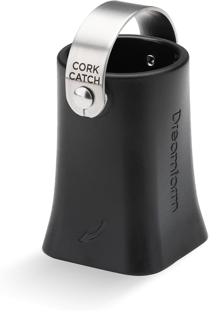 Dreamfarm Champop Safe, Fast, & Easy Champagne Bottle Opener, Cork Popper & Catcher - Black