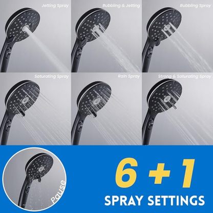 Ryamen Dual Shower Head Combo, 8'' High Pressure Rain Shower Head With Handheld Spray, 6 Settings Handheld Showerhead, 15" Height Adjustable Slide Bar, Angle Adjustable, Chrome Polished