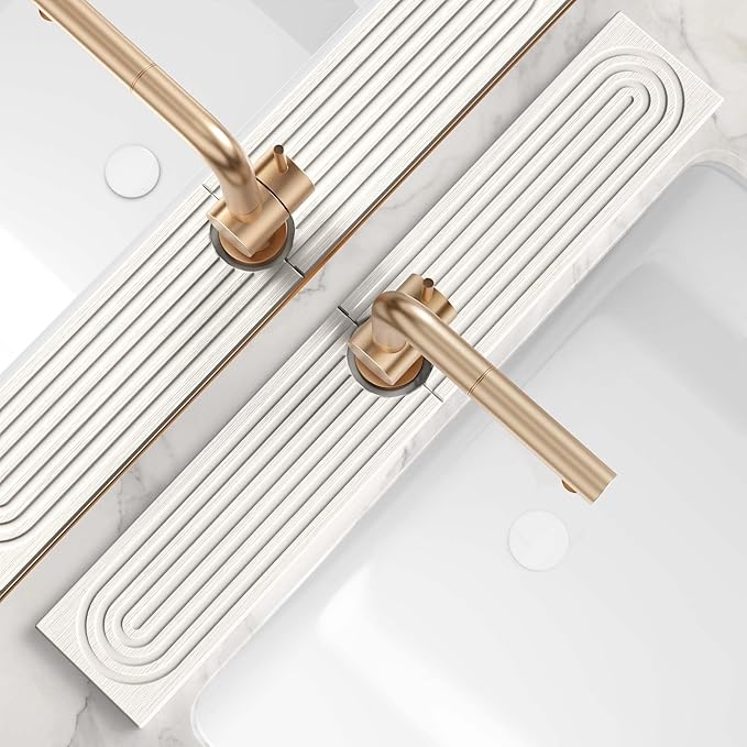 Faucet Mat For Kitchen Sink – Diatomite Drying Stone Mat & Sink Protector, Prevent Moisture – Sink Splash Guard Water-Absorbing Stone Tray For Bathroom Counter [Light Grey,23.6" X 3.9"]