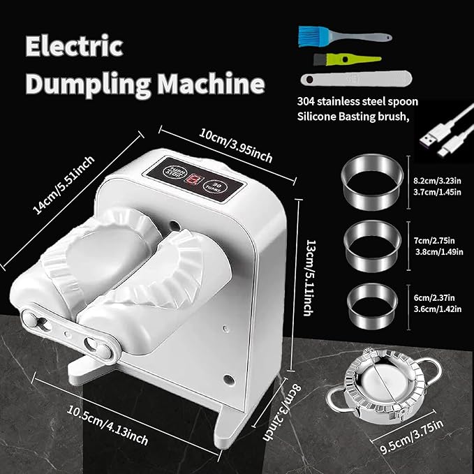 Electric Dumpling Machine Rechargeable Automatic Electric Dumpling Maker Machine Mould 2 Modes,Household Easy Quick Dumpling Maker Press Machine With Empanada Maker Press,Dough Cutters,Spoon And Brush