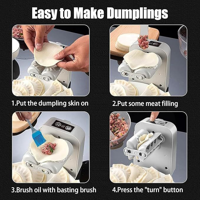 Electric Dumpling Machine Rechargeable Automatic Electric Dumpling Maker Machine Mould 2 Modes,Household Easy Quick Dumpling Maker Press Machine With Empanada Maker Press,Dough Cutters,Spoon And Brush