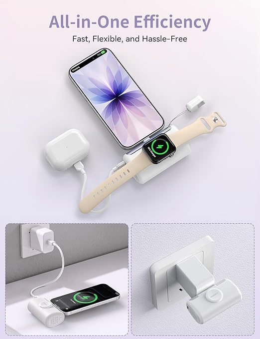 RORRY Mini Portable Charger USB C, 10000mAh PD 22.5W Fast Charging Small Power Bank, Travel Essential Battery Pack For IPhone 17/16/15 Series And Apple Watch Ultra/11/10/9/SE, IPad, Black