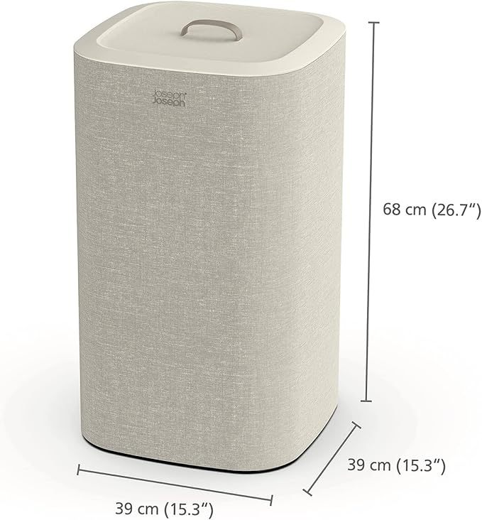 Joseph Joseph Tota 60 Liter/15.8 Gallon Laundry Hamper Separation Basket With Lid, 2 Removable Washing Bags With Handles- Ecru