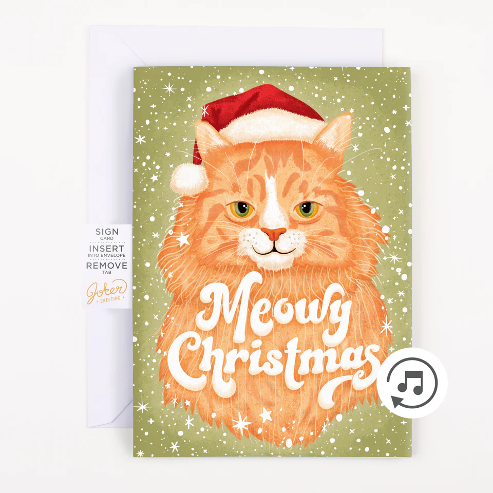 Endless Meowy Christmas Card With Glitter