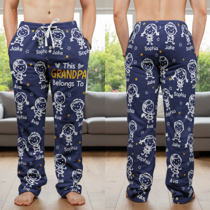 Personalized Fleece Pajama Pants - "This Grandma/Grandpa Belongs To" Kids Doodle Design