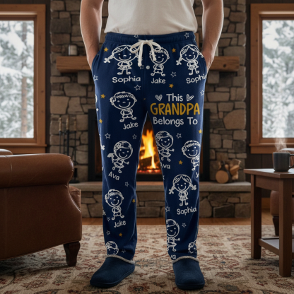 Personalized Fleece Pajama Pants - "This Grandma/Grandpa Belongs To" Kids Doodle Design