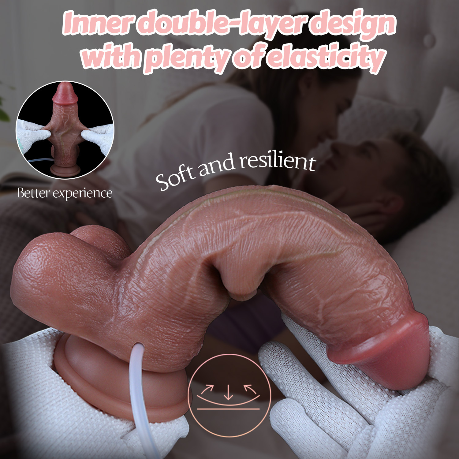 Finn 6.5"x2" Lifelike Sliding Skin Dildo, Realistic Squirting Dildo