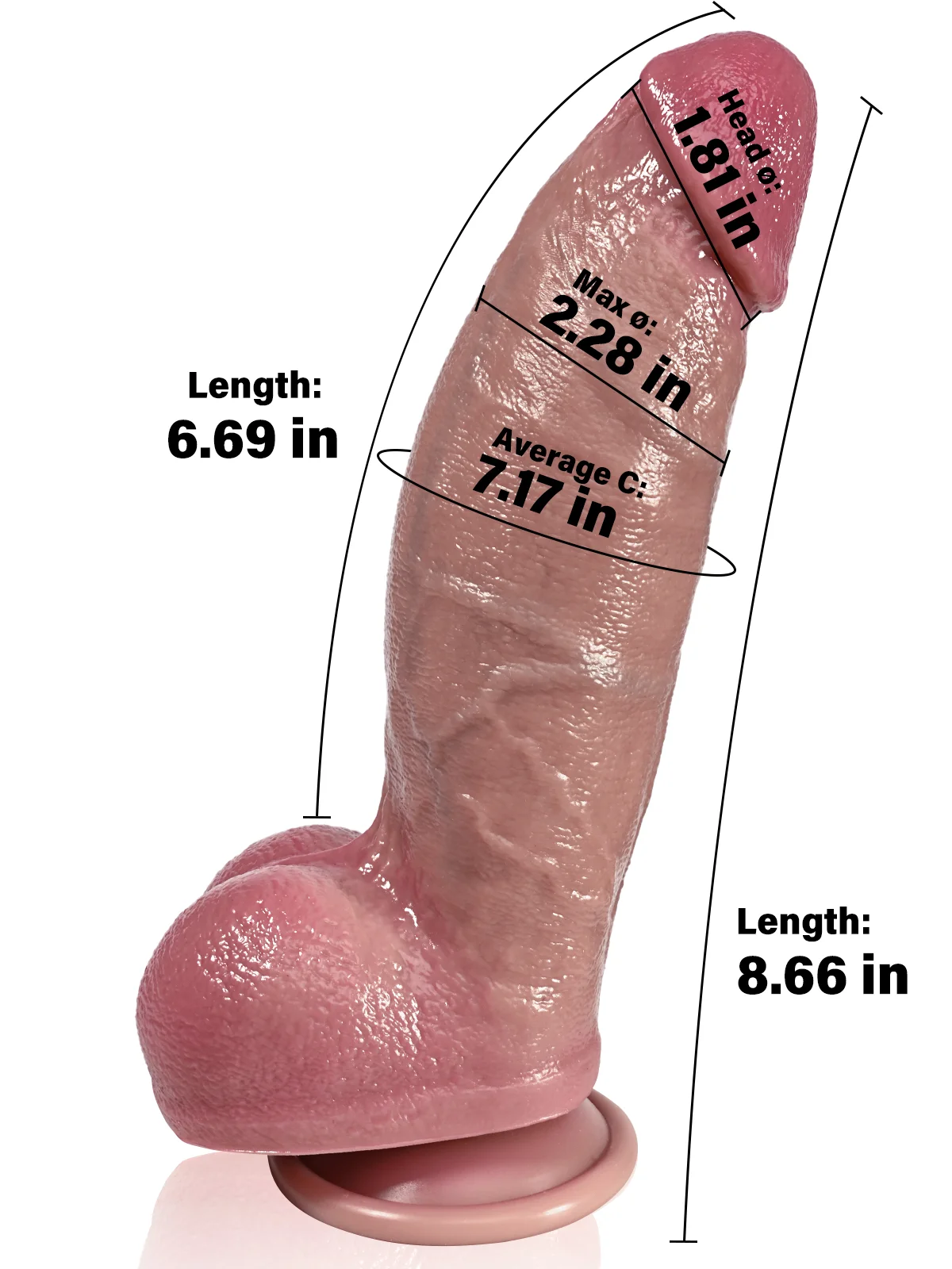 Rob 6.7"x2.3" Flesh Soft Skin Thick Fat Realistic Dildo
